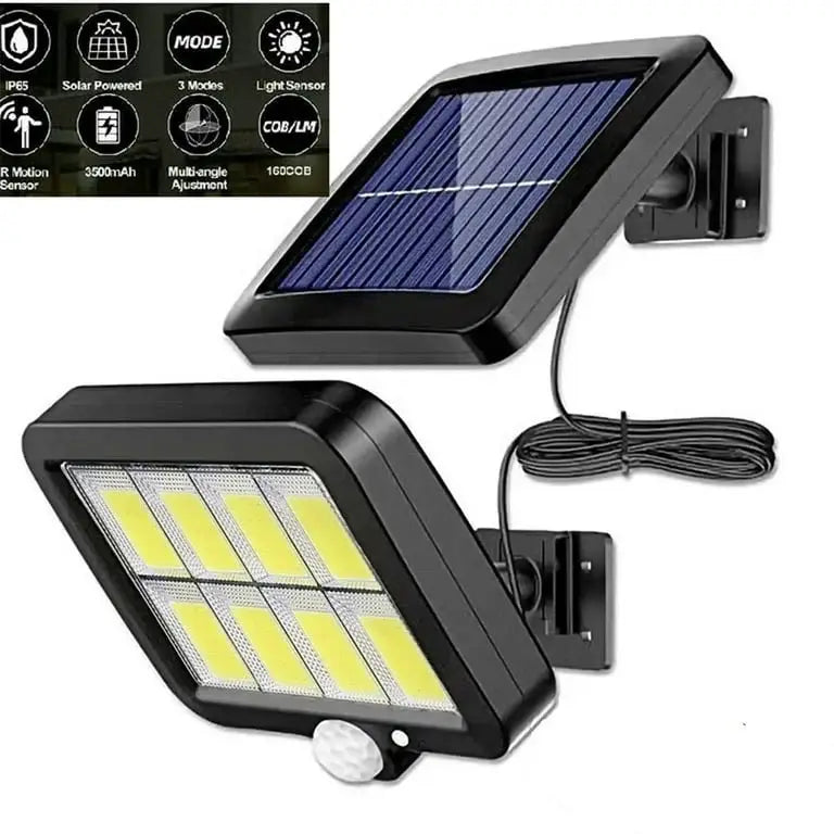 Solar Lights Outdoor, Pack of 2 320 COB LED Wired Motion Sensor Security Flood Light with 16.4Ft Cable, Adjustable 3 Modes, IP65 Waterproof